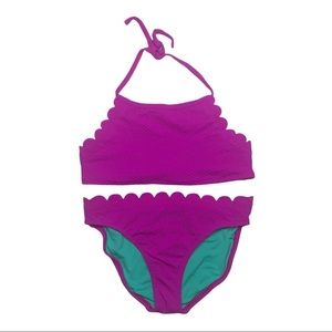 Jessica Simpson Girls Size 14 Bikini 2 pc Swimwear Purple Scalloped Halter